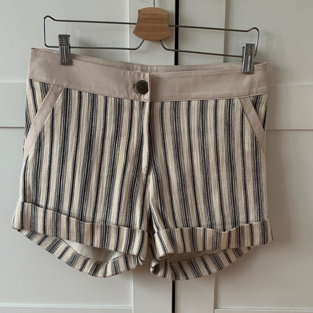 Elegant Bodybag by Jude Beige and Black Striped Women's Shorts